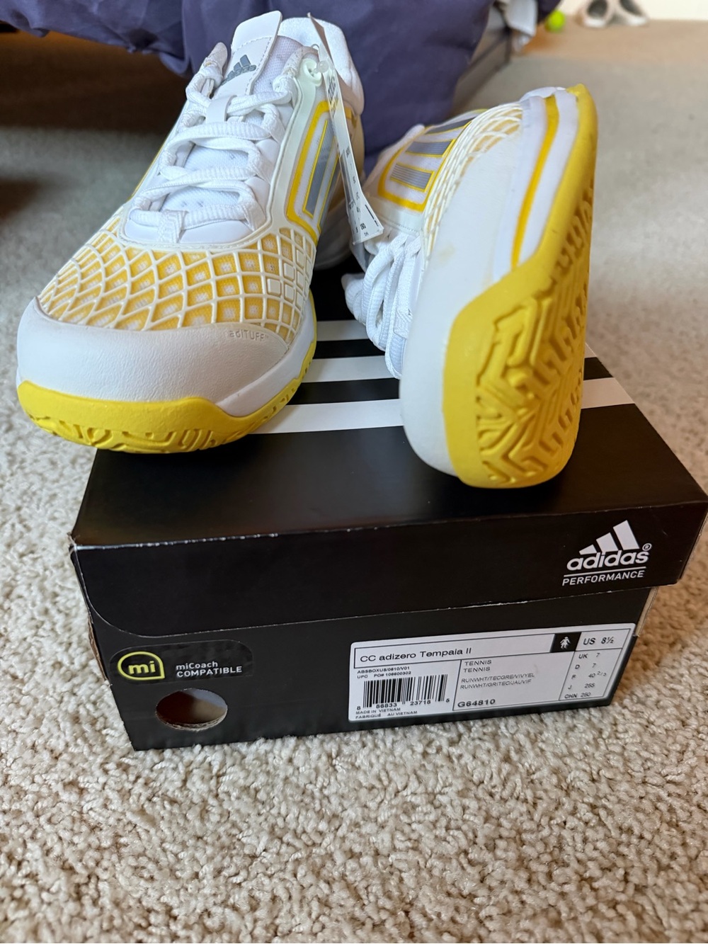 adidas White and Yellow Women’s Tennis Shoes